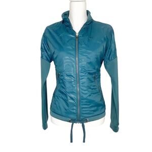 Adidas LC Graphic Fire Night Green Zip Front Moto Jacket Hidden Hood XS